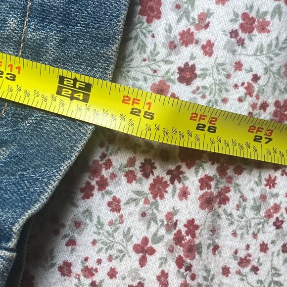 Denim Blazer Jacket Button Cuffs & Single Button Closure USA Made Distressed Y2K - Picture 5 of 8